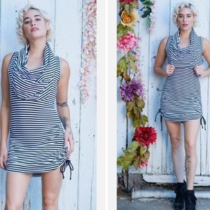 Warrior Within Bamboo Striped Cinch Hooded Huntress Dress S